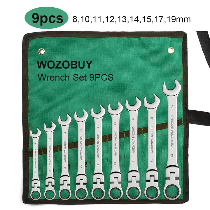 SmartGearPros Ratchet Wrench Set – 8-22mm Metric Combination Kit with Canvas Bag