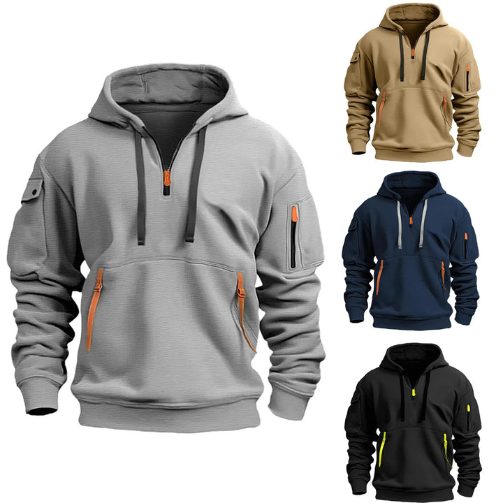 SmartGearPros Fleece-Lined Utility Hoodie – Multi-Pocket Zip Jacket for Everyday Warmth & Outdoor Comfort