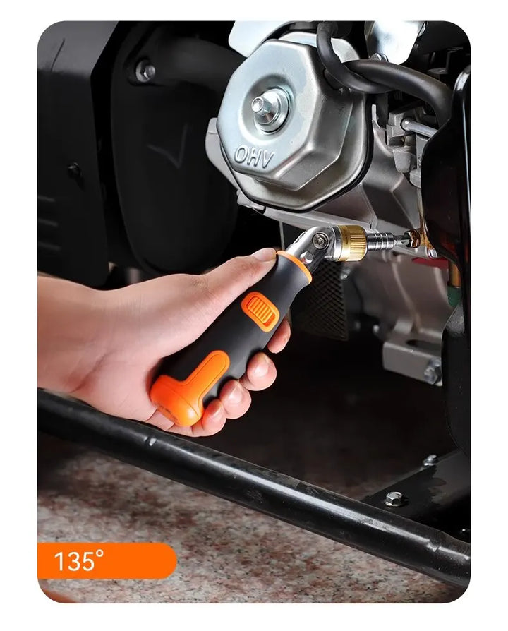 Angled view highlighting low-profile ratchet design