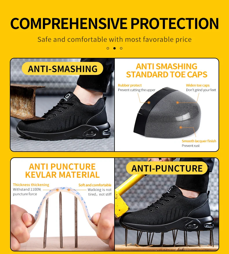 TANRDON Steel Toe Safety Boots – Indestructible Work Sneakers for Men