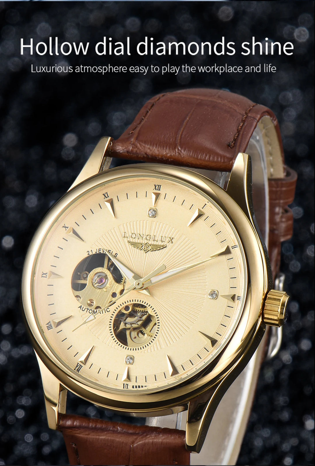 Detail of deployment clasp and genuine leather strap
