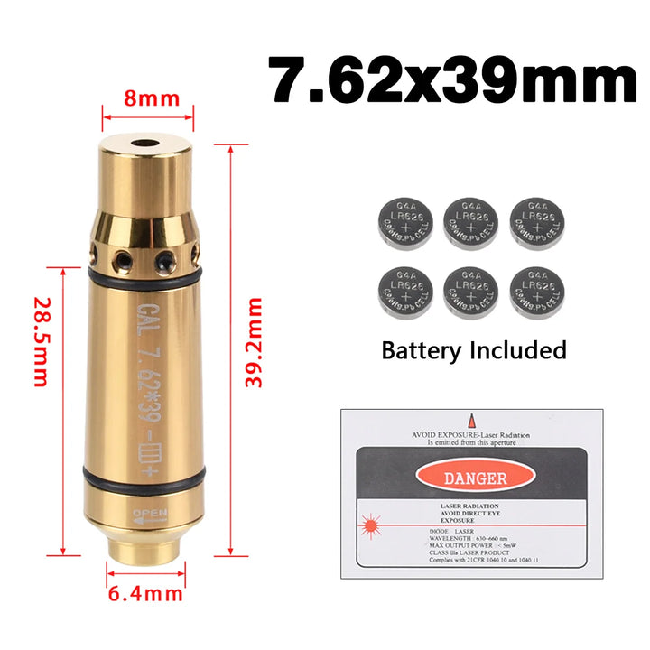 SmartGearPros Tactical 9mm/7.62x39 Training Laser Bullet - Dry Fire Bore Sight Snap Cap