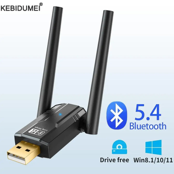 SmartGearPros Long-Range Bluetooth Adapter – 5.4/5.3 USB Dongle with Antenna for 30+ ft Wireless Reach