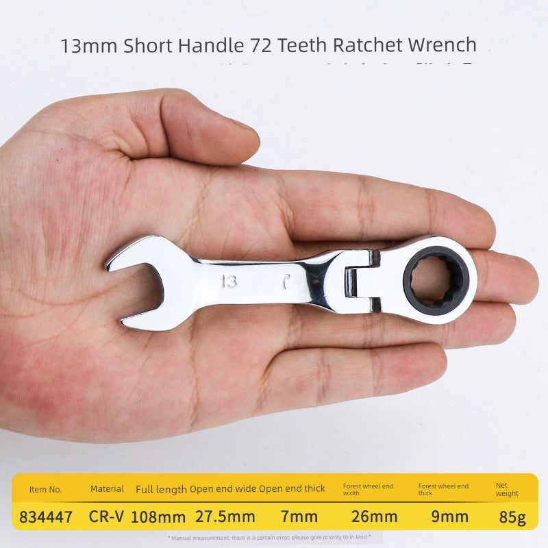 SmartGearPros Short Handle Fast Ratchet Wrench – Dual-Purpose, Labor-Saving, Offset Spanner (10-13mm)