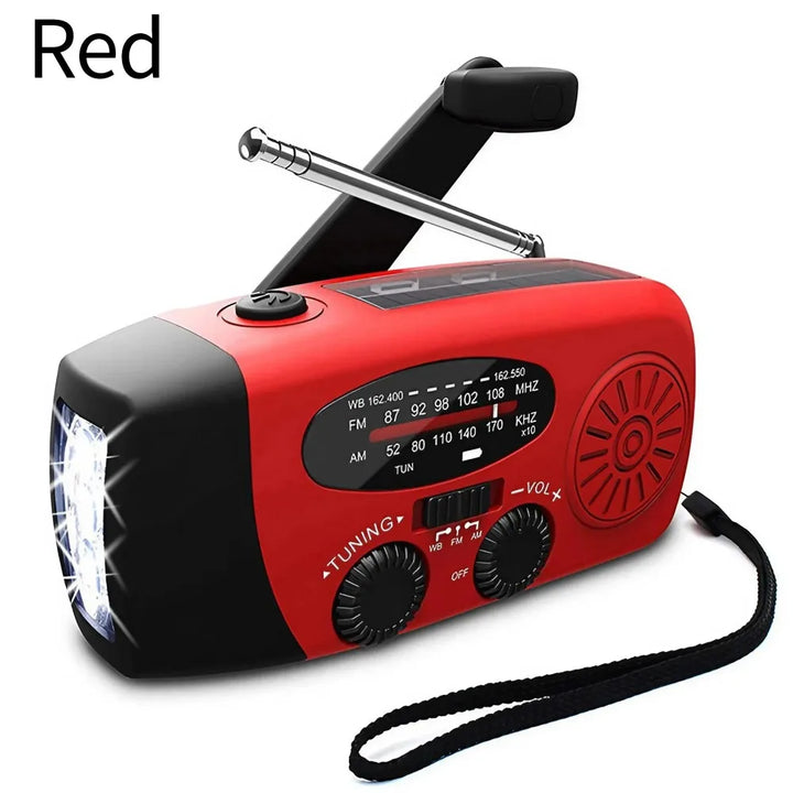 SmartGearPros Emergency Weather Radio - FM AM WB Hand Crank Solar USB Charging 2000mAh Power Bank LED Flashlight