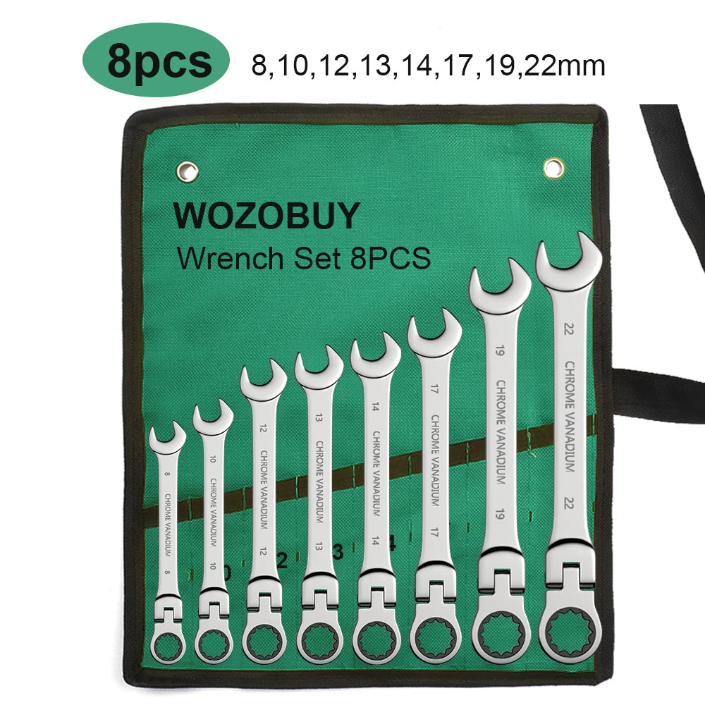 SmartGearPros Ratchet Wrench Set – 8-22mm Metric Combination Kit with Canvas Bag