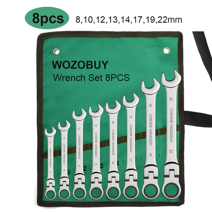 SmartGearPros Ratchet Wrench Set – 8-22mm Metric Combination Kit with Canvas Bag