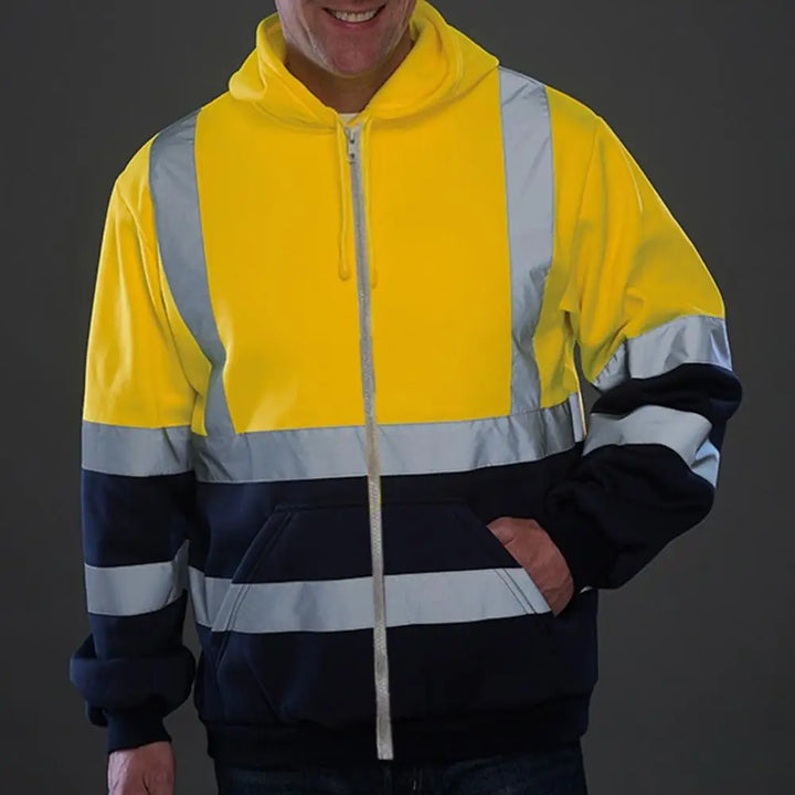 SmartGearPros Reflective Strip Hoodie – High-Vis Pullover for Work, Street Style & Night Safety