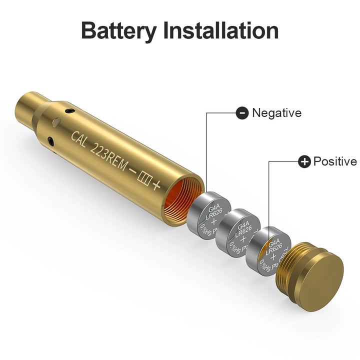 Gold cylindrical battery with labeled positive and negative terminals on a white background