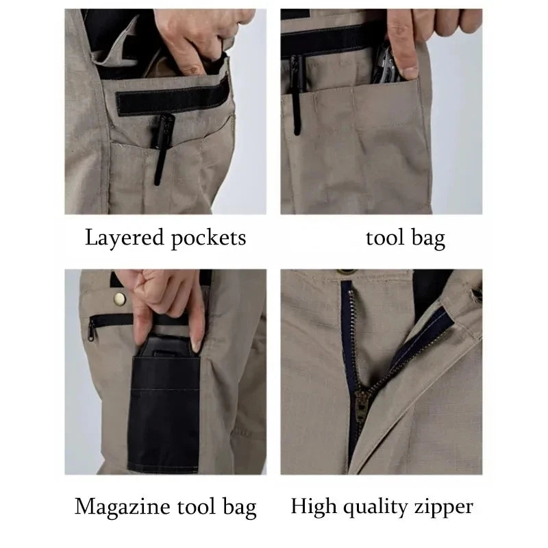 SmartGearPros Men's Rugged Work Pants – Multi-Pocket, Wear-Resistant, Heavy-Duty Straight-Leg Design