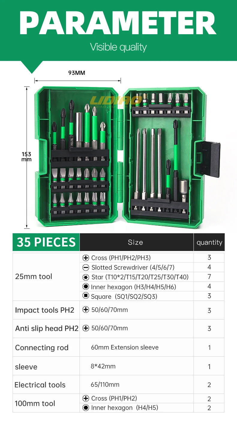 Lidiao 35Pcs Screwdriver Drill Bit Set Magnetic Bit Hexagon Socket Set With Included Storage Case Multifunction Repair Tool Kit product image showing features or usage