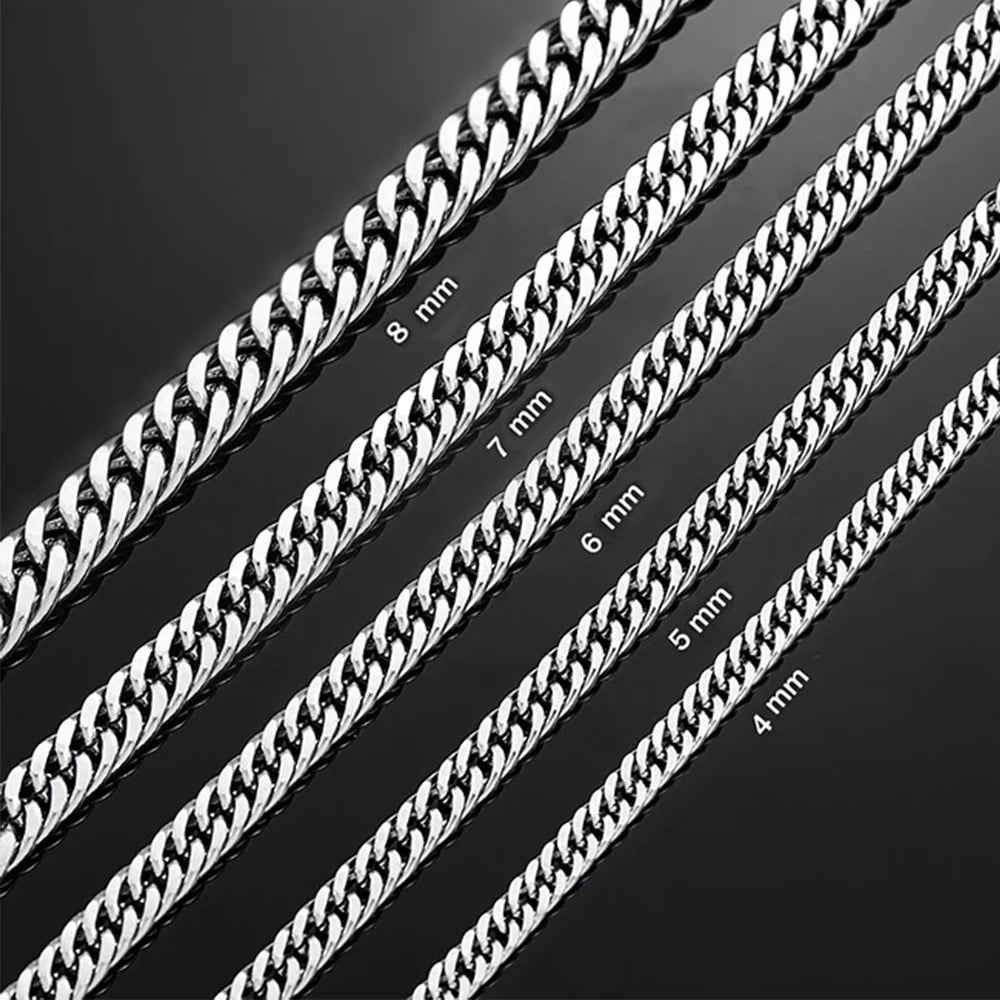SmartGearPros SmartGearPros Stainless Steel Cuban Link Chain Necklace – Classic Men's & Boys' Chunky Jewelry (4.8mm-9.2mm) – 14 to 30 Inche