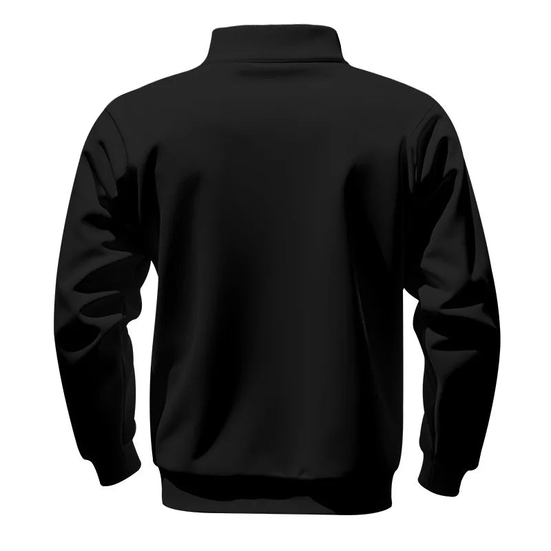 Men's Heavy Fleece Sweater - Half-Zip Stand Collar Pullover