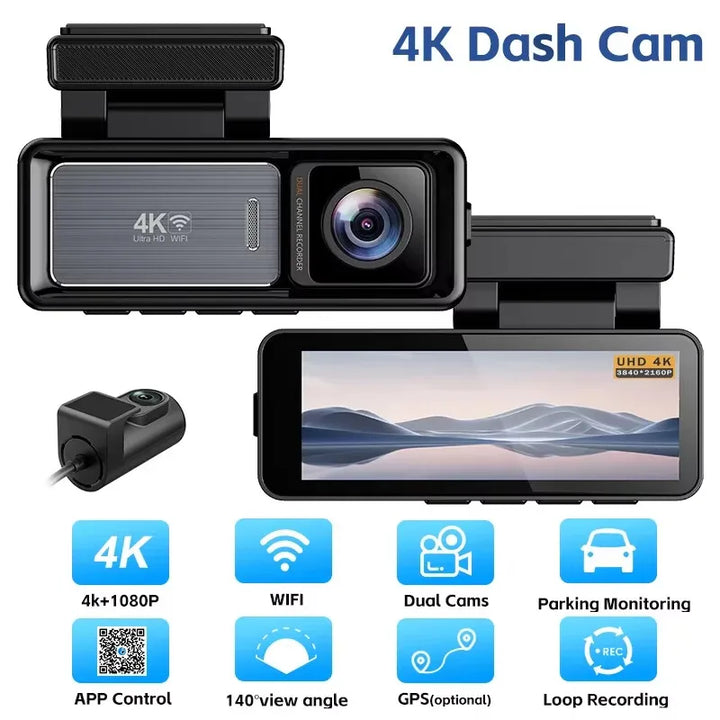 SmartGearPros EKLEVA 4K Ultra Dash Cam – Dual Lens, Night Vision, WiFi & G-Sensor for Ultimate Road Safety