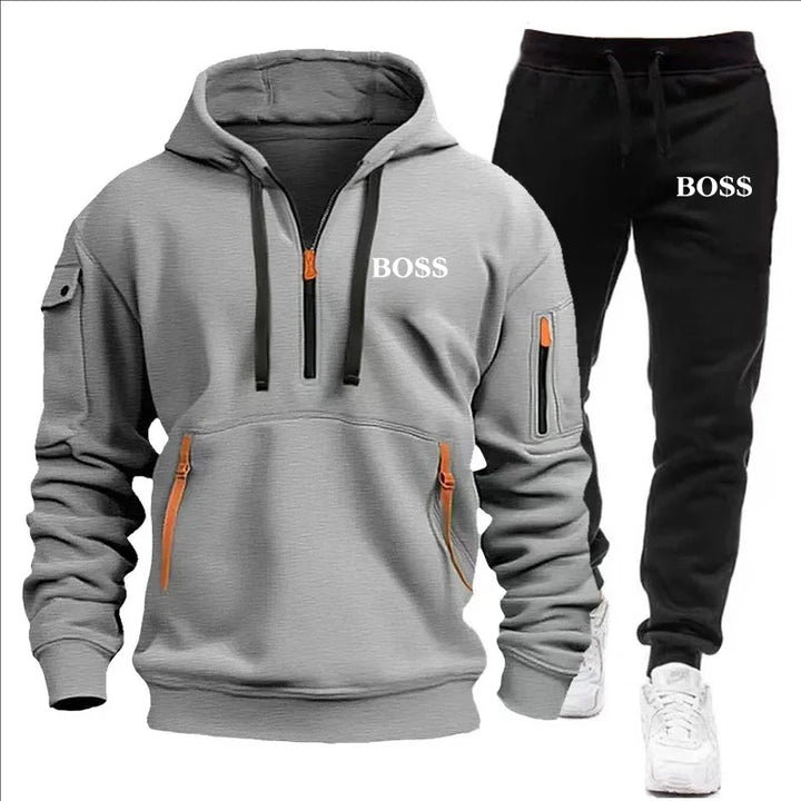 SmartGearPros Winter Tracksuit Set – Thick Zipper Hoodie + Joggers for Men’s Cold Weather Comfort
