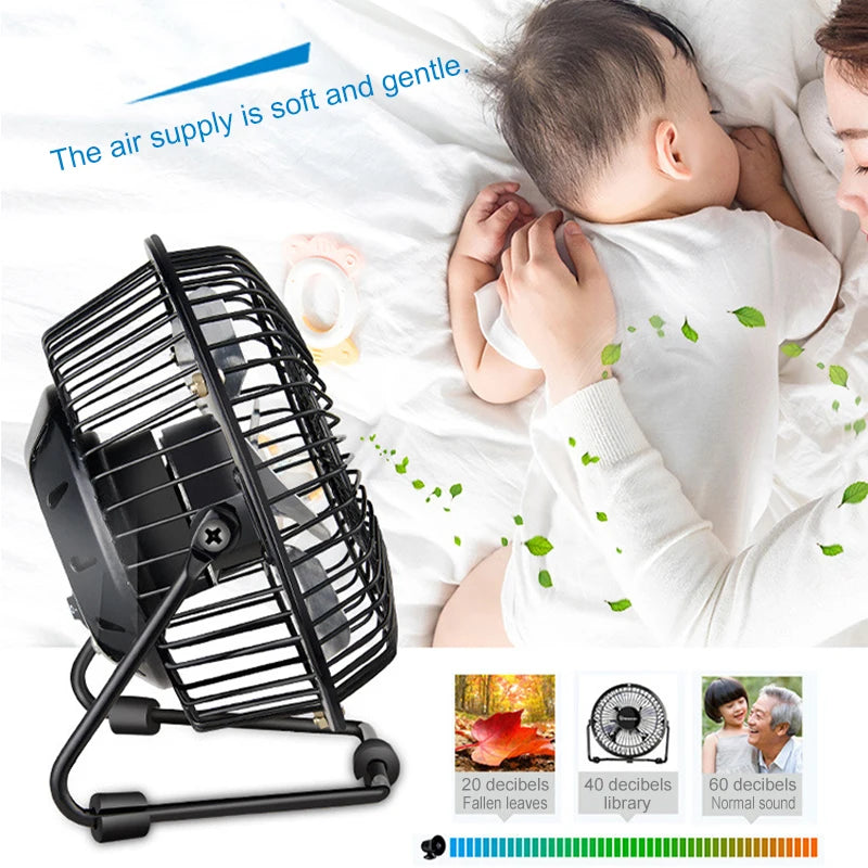 SmartGearPros Mini USB Desk Fan – 4in/6in Portable Metal Cooling Fan for Office, Home & Dorm Use