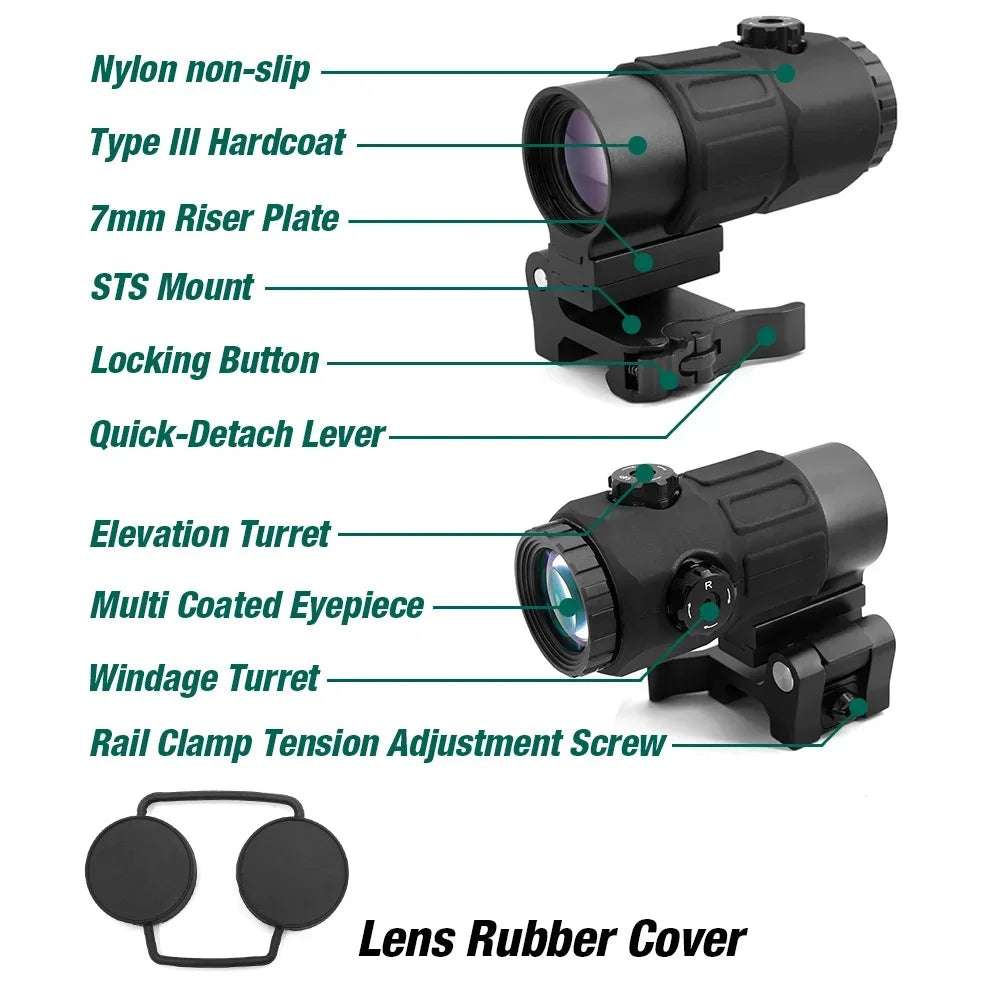 EVOLUTION GEAR G45 Tactical Magnifier – 5x Flip-to-Side Scope