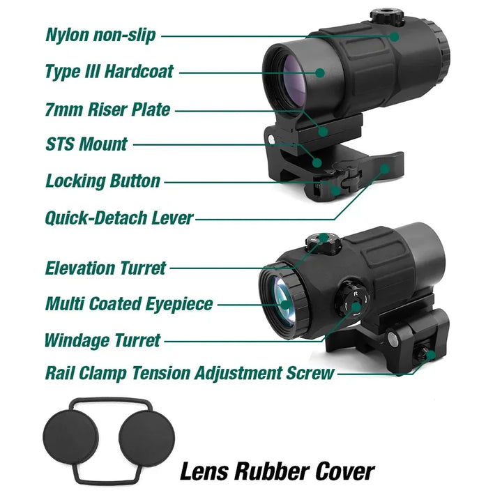 EVOLUTION GEAR G45 Tactical Magnifier – 5x Flip-to-Side Scope