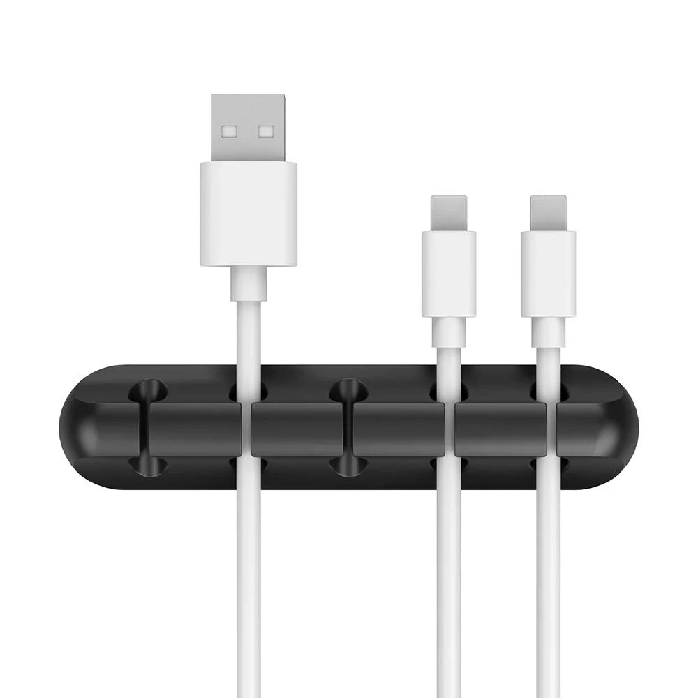 SmartGearPros Silicone USB Cable Organizer – 3/5/7-Hole Cable Winder for Desk, Car, or Wall Mounting