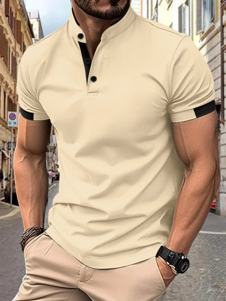 SmartGearPros Stand-Collar Polo – 2024 Summer Fit with Sleek Modern Style