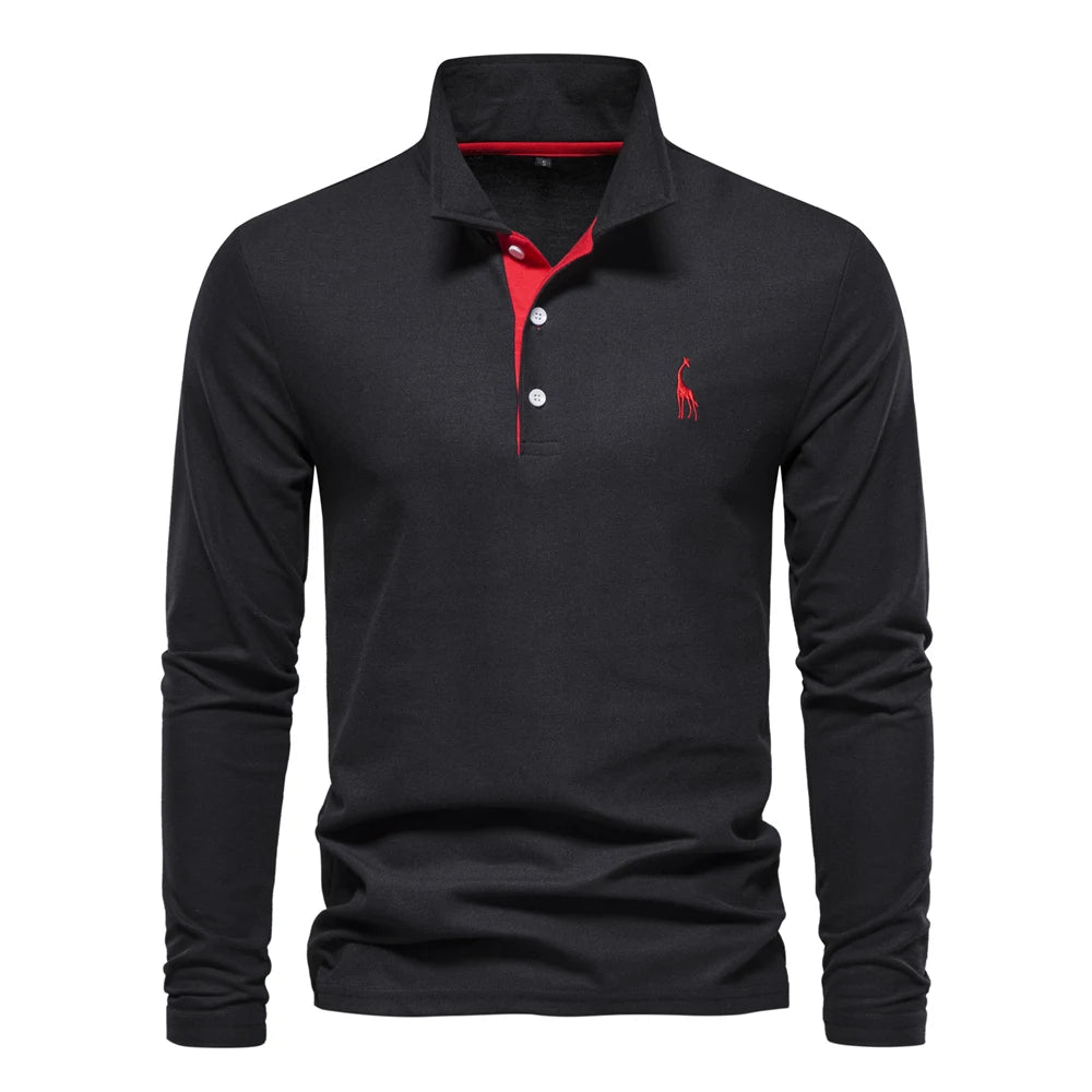 SmartGearPros SmartGearPros Men’s Embroidered Polo Shirt – Long Sleeve Business Casual Fashion