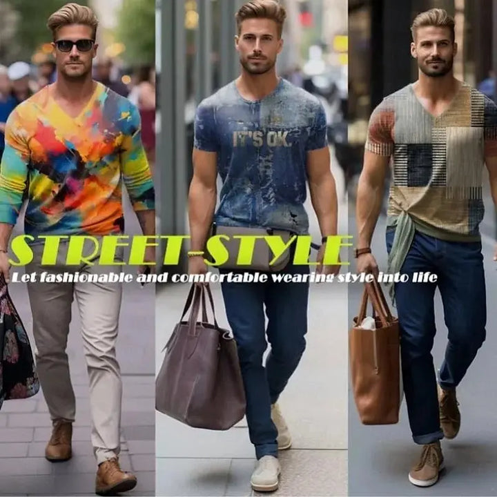 SmartGearPros 3D Printed Colorful Striped Polo Shirt – Geometric Pattern