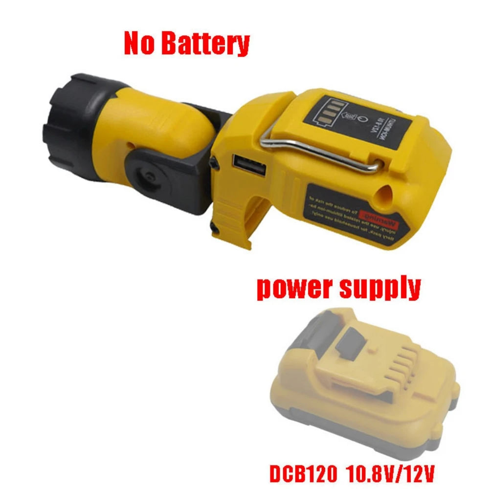 Compact yellow work light adapter positioned on white surface