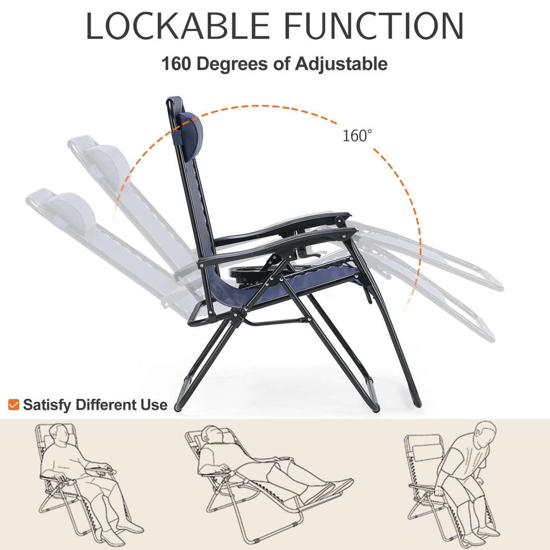 JHK Zero Gravity Recliner Set – 2-Pack Portable Outdoor Lounge Chairs