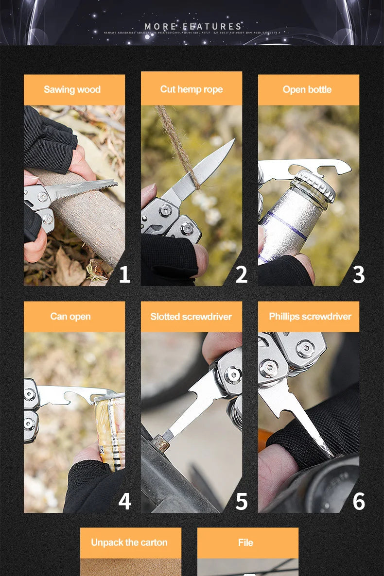 SmartGearPros Folding Multi-Tool – Pliers, Knife, Screwdriver & More in Pocket-Size Stainless Steel Kit