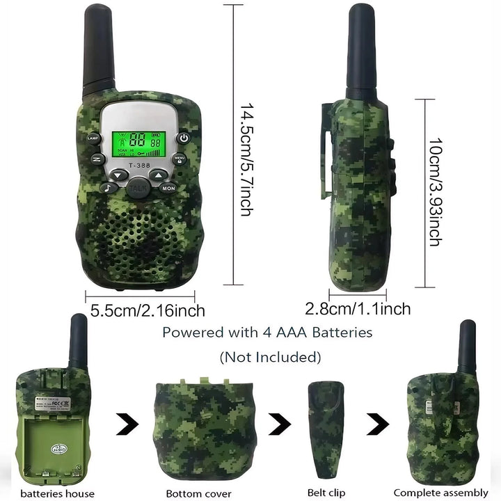 SmartGearPros Kids Walkie Talkies T388 - Portable 2 Way Radios 3-5km Range for Children Outdoor Camping Safety Gift