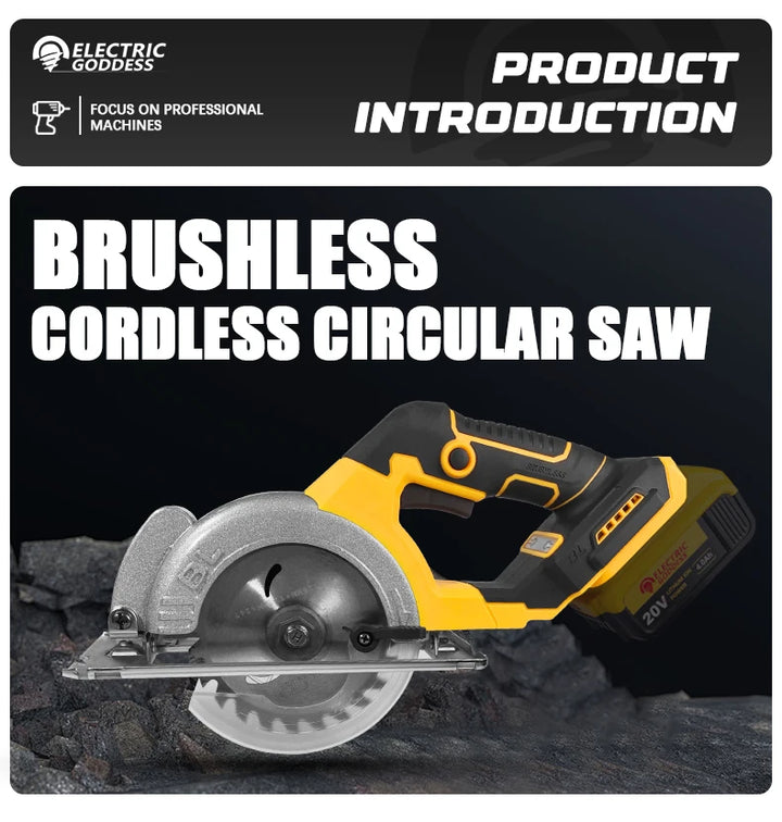 5 Inch Brushless Circular Saw Cordless Rechargeable Chainsaw Battery Set Woodworking One Hand Chainsaw For Dewalt 20V Battery product image showing features or usage