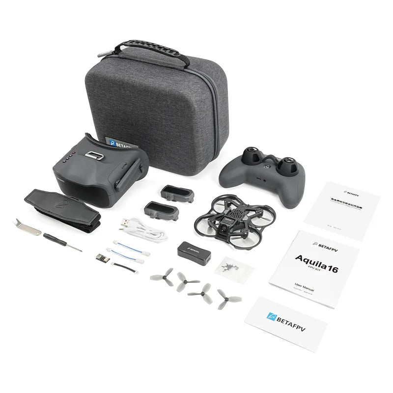 Compact FPV drone close-up showing prop guards and sleek design