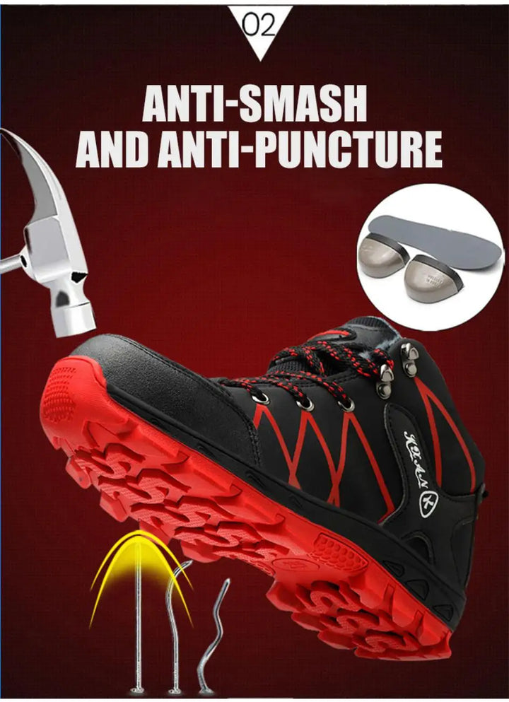 SmartGearPros Men's Steel Toe Safety Boots - Slip-Resistant Puncture-Proof Work Boots