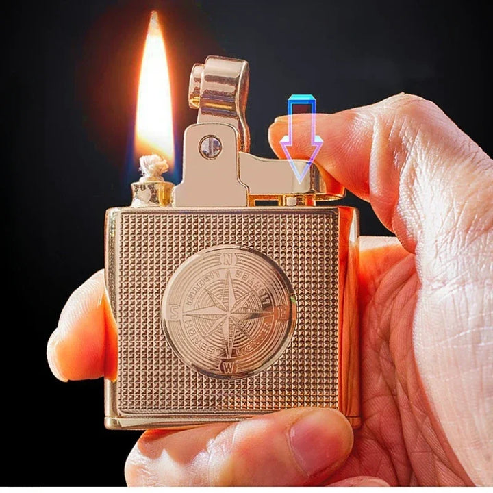 SmartGearPros Retro Brass Cigar Lighter – Windproof Flint Torch with Vintage Style & Refillable Design