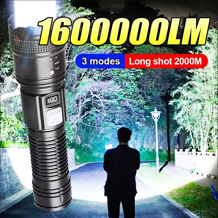 SmartGearPros 1,600,000 LM Super Bright Flashlight – USB Rechargeable, Long-Range Tactical Torch for Camping & Emergencies