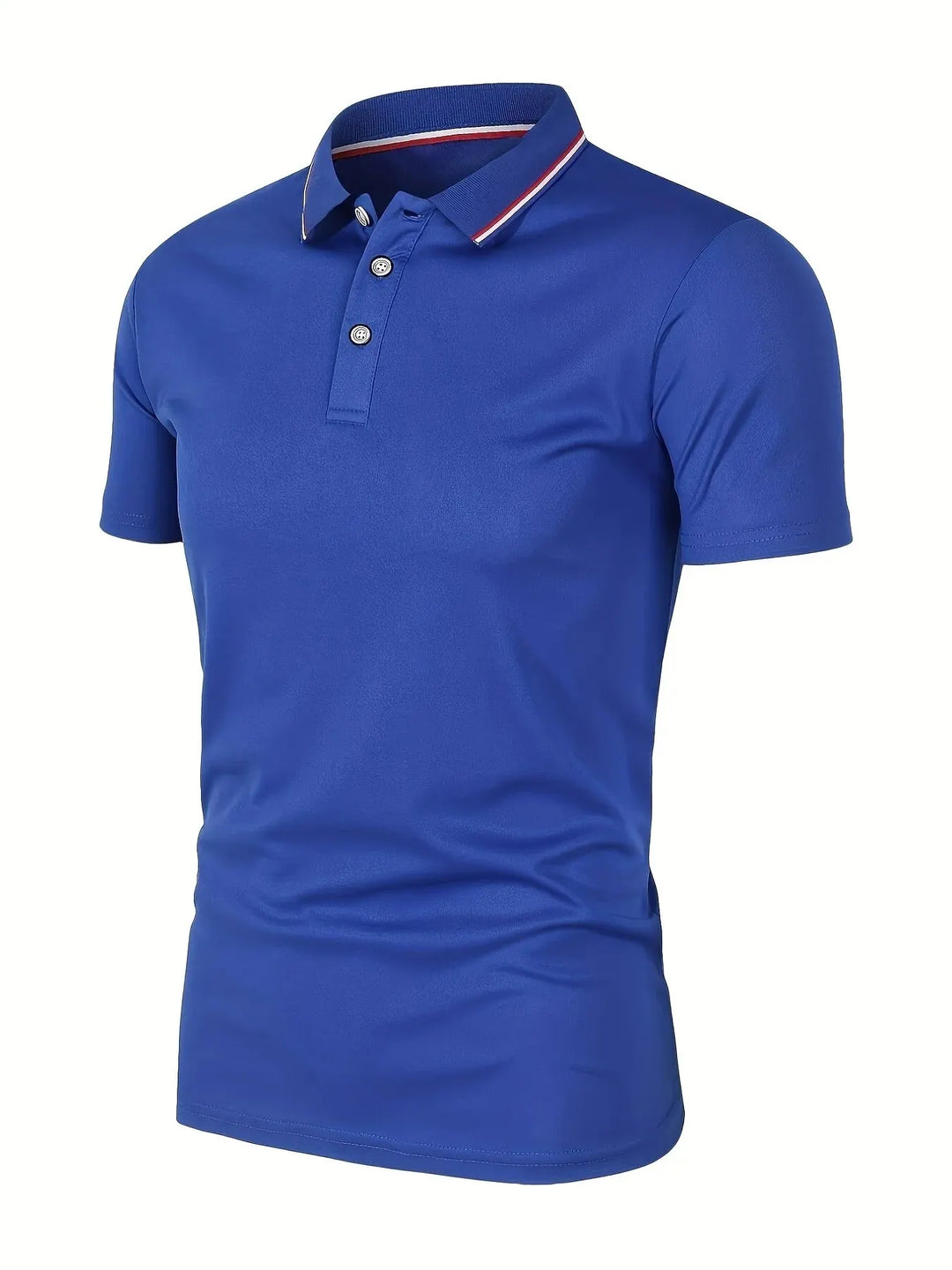 SmartGearPros Men's Polo Shirt in blue color, breathable polyester polo shirt with button collar and short sleeves.