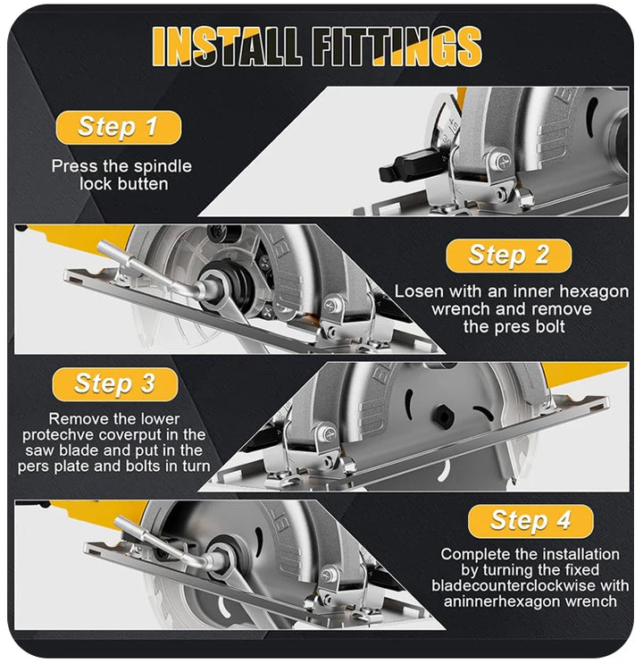 5 Inch Brushless Circular Saw Cordless Rechargeable Chainsaw Battery Set Woodworking One Hand Chainsaw For Dewalt 20V Battery product image showing features or usage