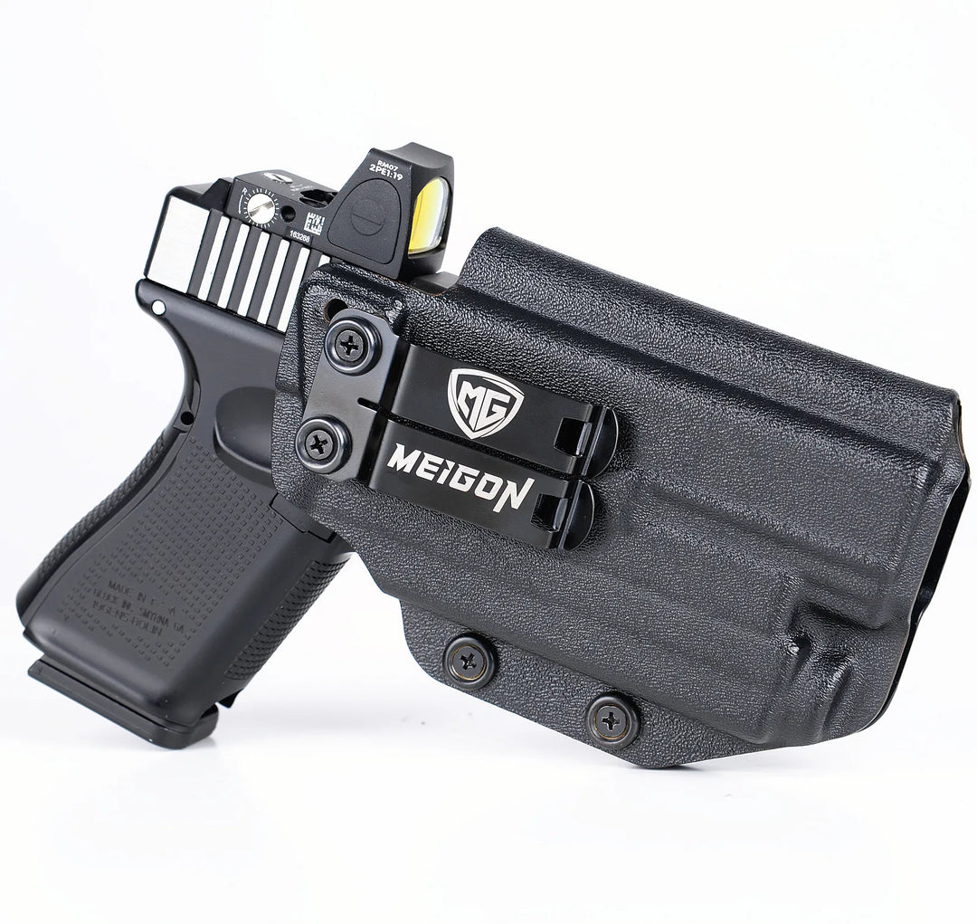 SmartGearPros IWB Kydex Holster for Glock 19 - Olight Baldr S Tactical Flashlight Optic Cut Appendix