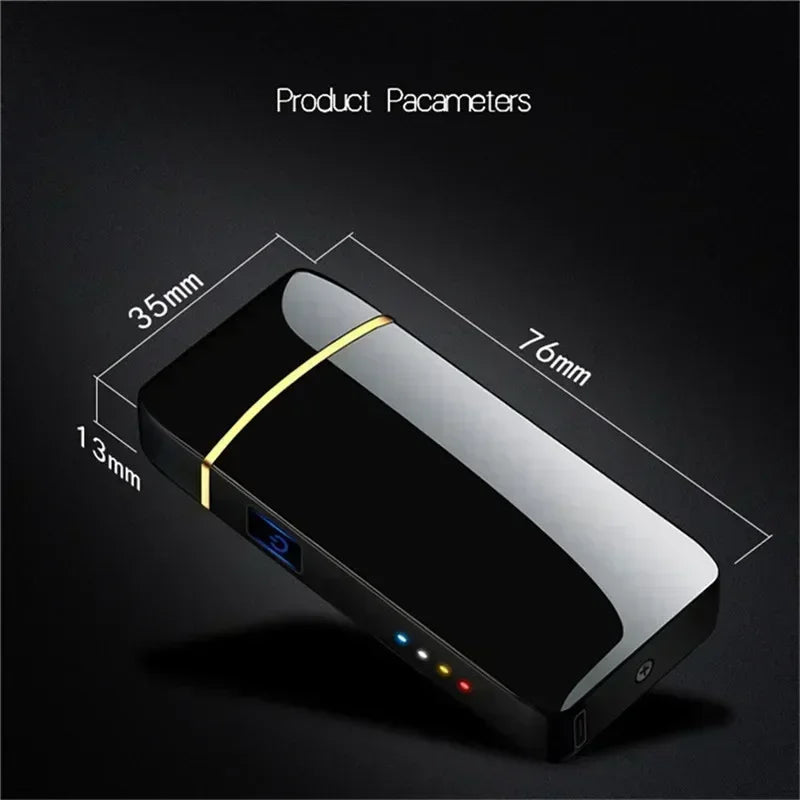 SmartGearPros Electric Windproof Metal Lighter Double Arc Flameless Plasma Rechargeable USB Lighter LED Power Display Touch Sensor Lighters