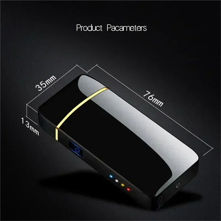 SmartGearPros Electric Windproof Metal Lighter Double Arc Flameless Plasma Rechargeable USB Lighter LED Power Display Touch Sensor Lighters