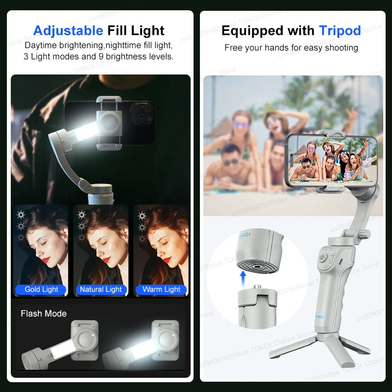SmartGearPros 3-Axis Smartphone Gimbal – TOKQI M01 Handheld Stabilizer with Anti-Shake Tech & Add-On Options