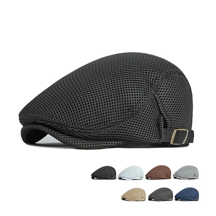 1Pc Mens Casual Hat Berets Caps For Spring Summer Autumn Flat Cap Breathable Mesh Cap Flat Peaked Beret Hats Golf Hat product image showing features or usage