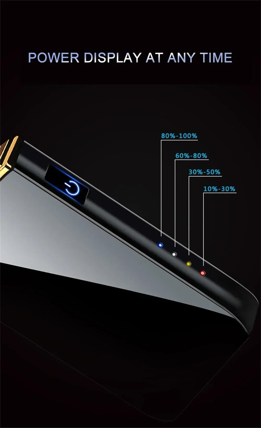SmartGearPros Electric Windproof Metal Lighter Double Arc Flameless Plasma Rechargeable USB Lighter LED Power Display Touch Sensor Lighters