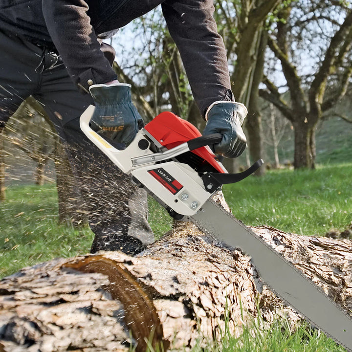 22 Inch 52Cc Gasoline Chainsaw Single Cylinder Air Cooled 2 Stroke Chainsaw Cutting Wood Gas Sawing 7500Rpm For Cutting Wood product image showing features or usage