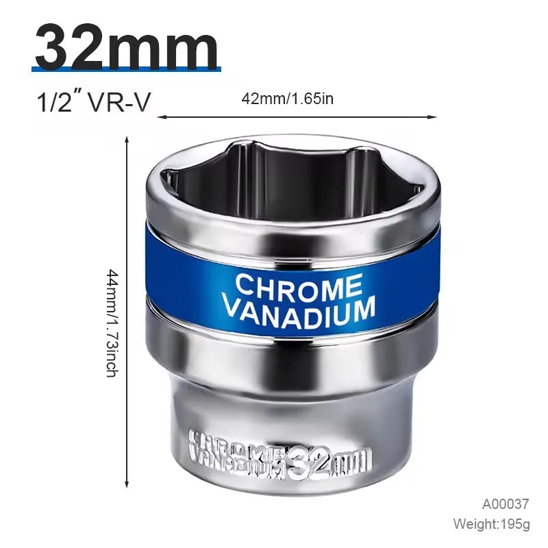 NIUXIANG 1/2" Drive Deep Impact Socket – Metric Chromium-Vanadium Steel