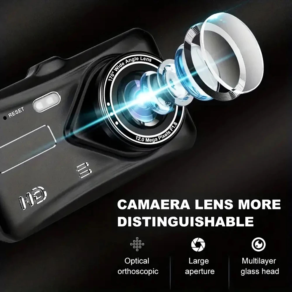 1080P Front & Rear Dash Cam – 4-inch Touchscreen