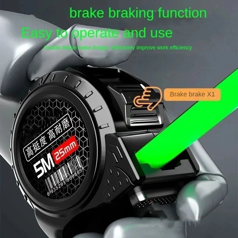 SmartGearPros Self-Locking Metric Measuring Tape – High Precision, Wear-Resistant, Fluorescent Steel Ruler (3M/5M/10M)