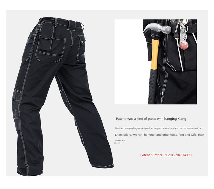 Swedish Baoshiji B129 Kneecap Protection Parka Wear Resistant Wear Resistant Labor Protection Solid Maintenance Ship Work Clothes Work Pants product image showing features or usage