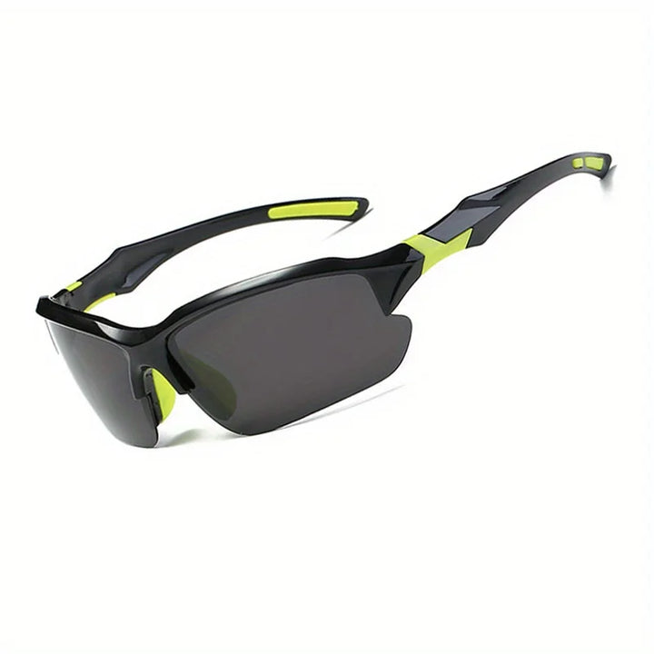 Sunglasses with black and green frame on a white background