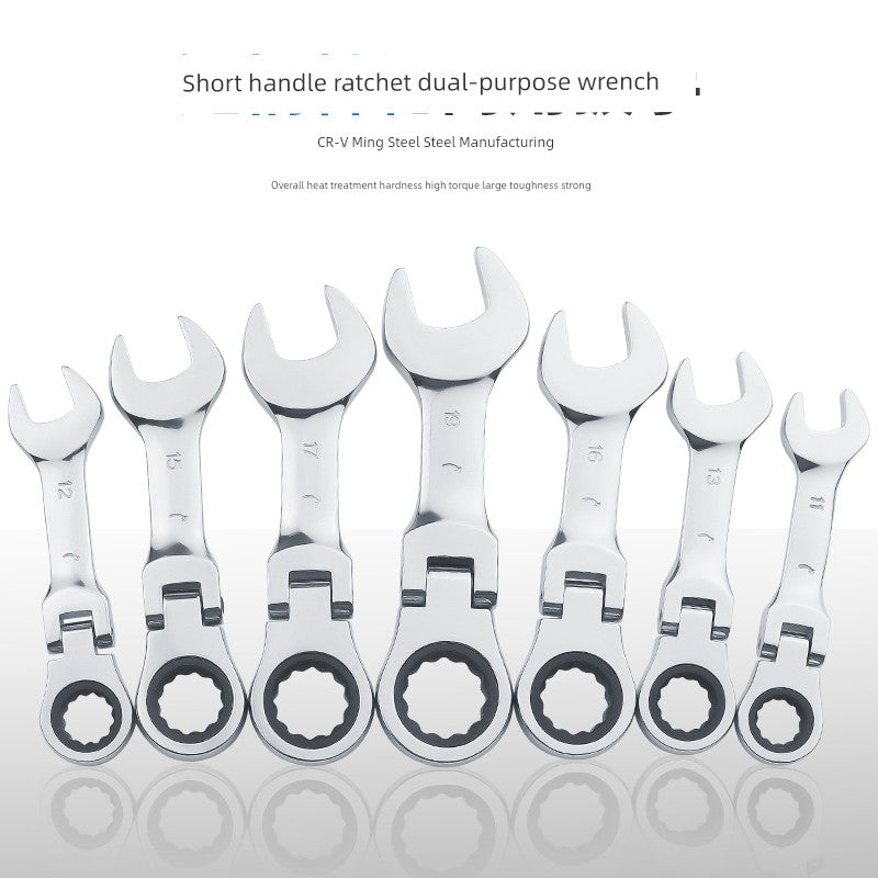 SmartGearPros Short Handle Fast Ratchet Wrench – Dual-Purpose, Labor-Saving, Offset Spanner (10-13mm)